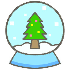 Pixel art Snow globe christmas tree