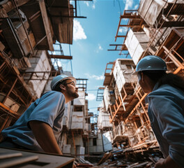 Engineer and architect working together at construction site.