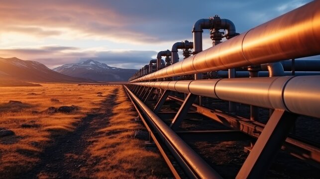 Oil Pipeline, Steel pipeline and valves.