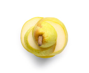 Ripe sliced pear isolated on white background