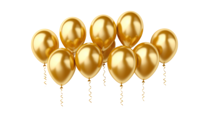 golden wedding balloon isolated on transparent background cutout