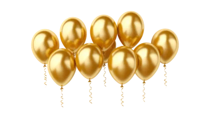 Foto op Plexiglas Ballon golden wedding balloon isolated on transparent background cutout