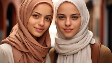 Confident young Arab woman in hijab.
