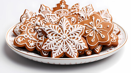 elegance of a Christmas dessert platter with an assortment of delectable treats, from mince pies to Yule log slices, set against a pristine white background.