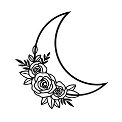 Moon wildflowers - Floral Moon -Wildflower design- Wildflower moon- Moon © Rajbir