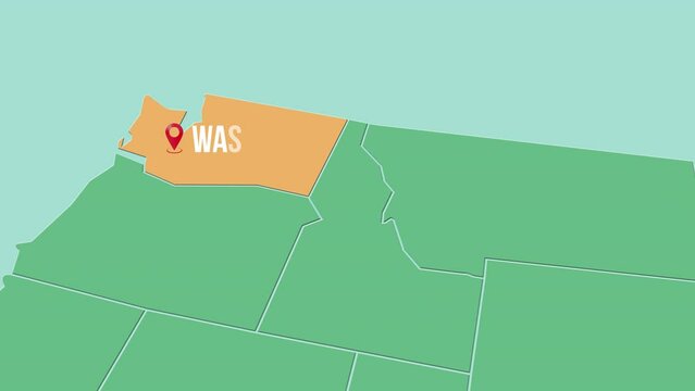 Mapa de los Estados Unidos de Am&eacute;rica con divisi&oacute;n pol&iacute;tica resaltando el estado de Washington