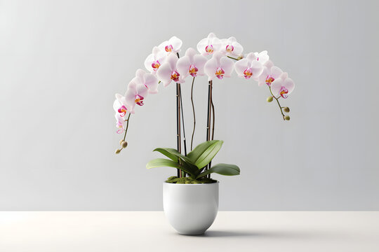 Orchid in a pot 3d rendering style