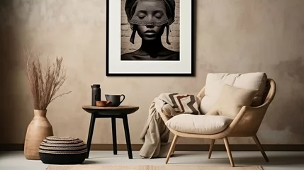 Poster Stylish Scandinavian living room with design chair and accessories © Halim Karya Art