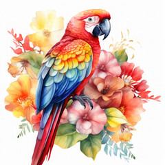 Fototapeta premium Parrot flower and fruit Illustration, Generative Ai
