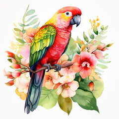 Obraz premium Parrot flower and fruit Illustration, Generative Ai
