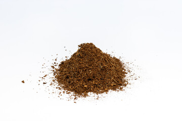 Cocopeat for potting soil mix on white isolated background