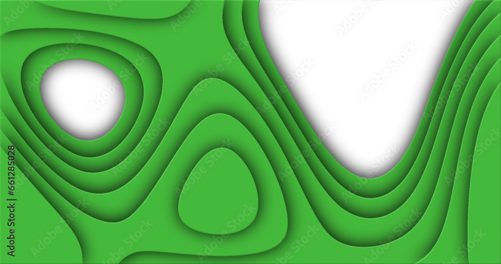 Poster green cut curve abstract background pattern of lines and waves
