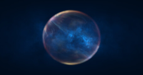 Abstract blue energy sphere round glowing magical digital futuristic space background