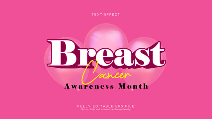 Breast Cancer Text Effect Font Type Vector Background