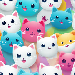 Funny cat doodles cartoon repeat pattern