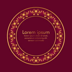 Vector beautiful golden frame design maroon background