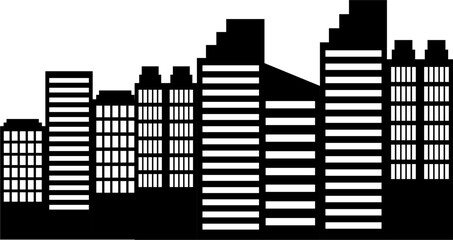 City landscape silhouette vector. City buildings flat illustration