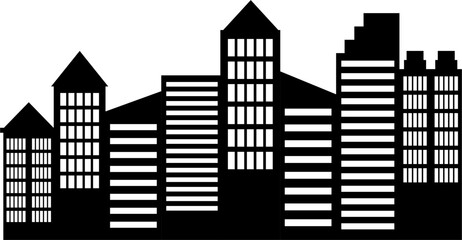City landscape silhouette vector. City buildings flat illustration