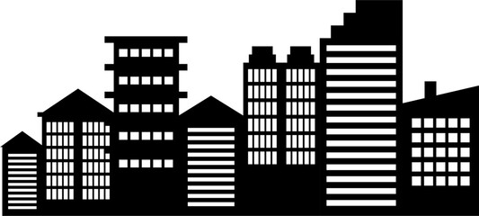 City landscape silhouette vector. City buildings flat illustration