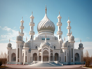 Fototapeta na wymiar White mosque building illustration