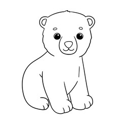 Cute baby bear. Cartoon hand drawn vector outline illustration for coloring book. Line animal isolated on white