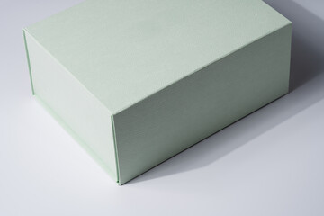 Square gift box, luxury shopping, mock up. White and gray background. Studio shot - 661286632