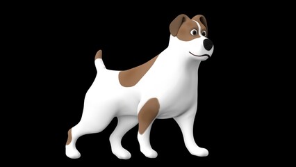 Cartoon dog 3d render isolated on black background.