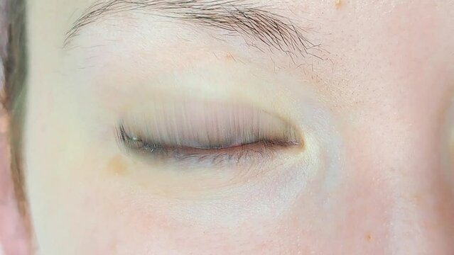 Close up of eyelash Extensions in beauty salon . High quality 4k footage