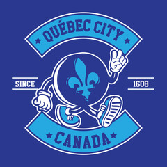 Quebec City Mascot Character Design with Hand Drawing Vector Illustration in Patch Design Style