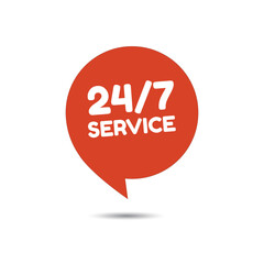 24 hour 7 day service available support. Service clock logo tag icon