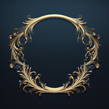 Round frame in art nouveau style with ornament. Retro frame with fairytale and magic decoration.
