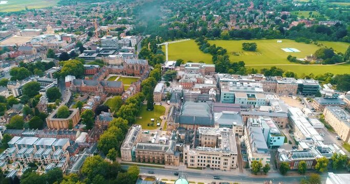 Drone Oxford England City Establishing Shot Cinematic Aerial