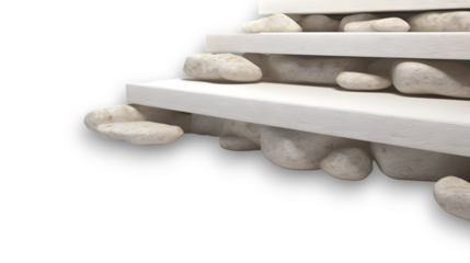 close up of tteps constructed from stones and stone slabs isolated on transparent background.