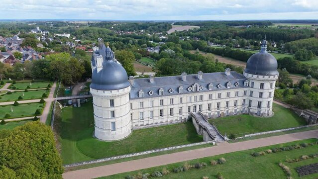 Aerial view of Valen&ccedil;ay Castle, France.