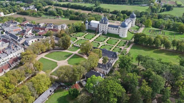 Aerial view of Valen&ccedil;ay Castle, France.