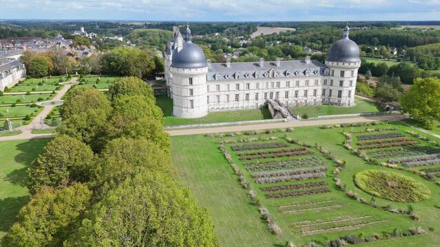 Aerial view of Valen&ccedil;ay Castle, France.