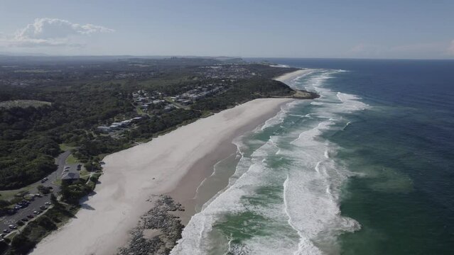 Scenic Seascape At Lighthouse Beach In NSW, Australia - aerial shot