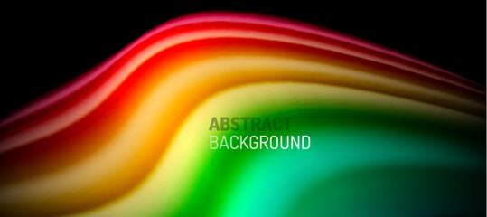 Rainbow color wave lines on black. Techno or business abstract background for posters, covers, banners, brochures, websites