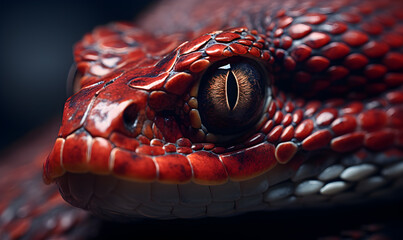 Detail of a colourful snake's head in nature. - obrazy, fototapety, plakaty