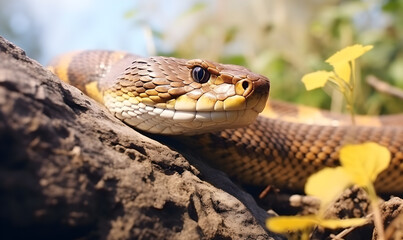 Obraz premium Detail of a colourful snake in nature.