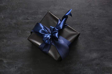 Christmas gift box on black background