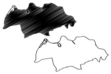 Oss municipality (Kingdom of the Netherlands, Holland, North Brabant or Noord-Brabant province) map vector illustration, scribble sketch Oss map