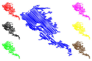 Obraz premium Lake Topozero (Russia, Russian Federation, Republic of Karelia) map vector illustration, scribble sketch Topozero map