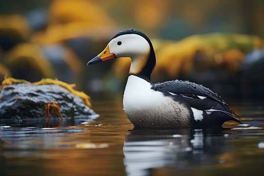 eider in natural forest environment. Wildlife photography