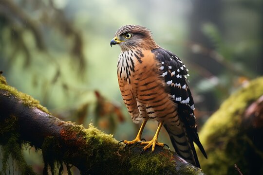 hawk cuckoo in natural forest environment. Wildlife photography