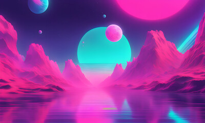 Obraz premium Fantasy background of an alien planet. Generative AI