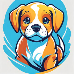 Puppy dog, cartoon illustration. Generative AI