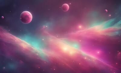 Background with stars and planets, retro art style of cosmos. Generative AI