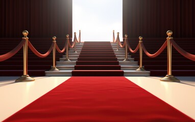 Long red carpet between rope barriers