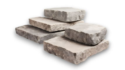 Sandstone natural stone shelves on transparent background. 
